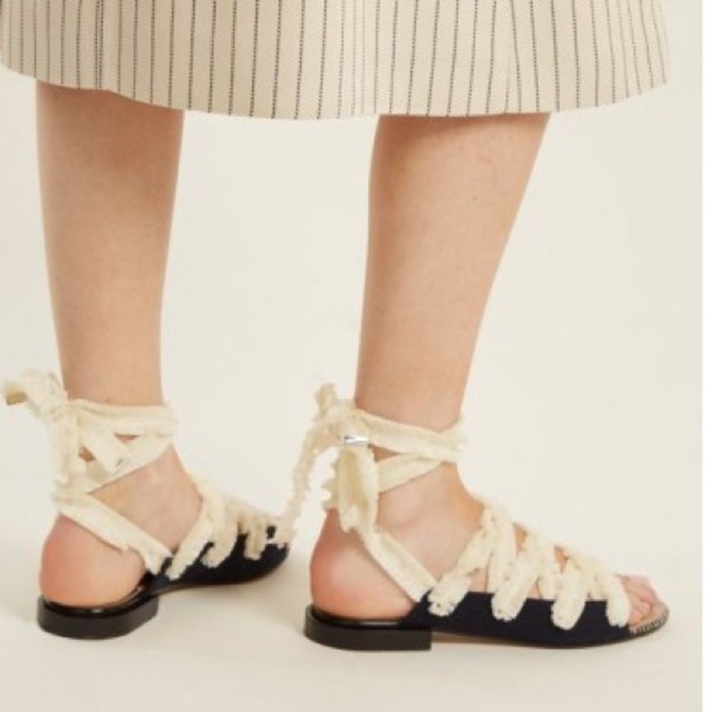 Altuzarra wraparound frayed-tie cotton espadrille